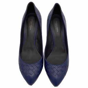 Bottega Veneta Intrecciato Calf Leather Blue Pumps